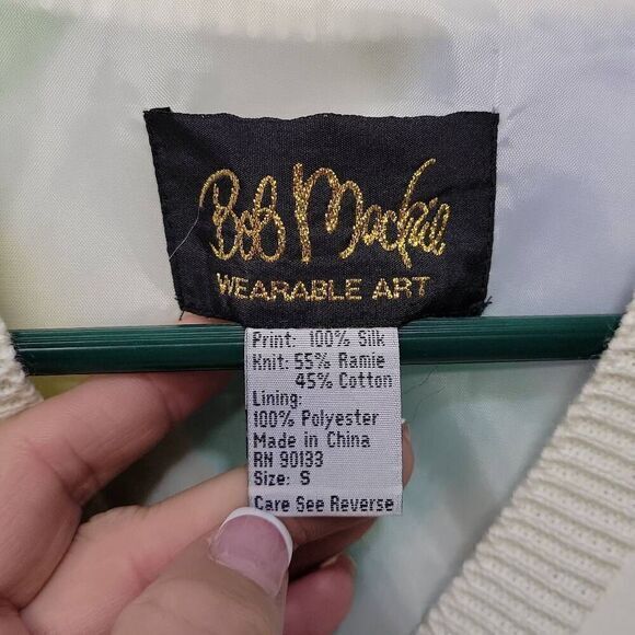 Bob Mackie Wearable Art Cardigan Jacket Small Multi Color Cable Knit Silk Unique - Picture 8 of 9